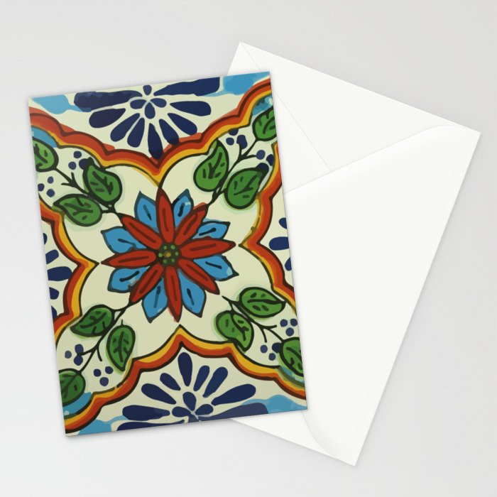 Cross art nouveau mexican talavera tile azulejo interior design Stationery Card Gallery Image 2