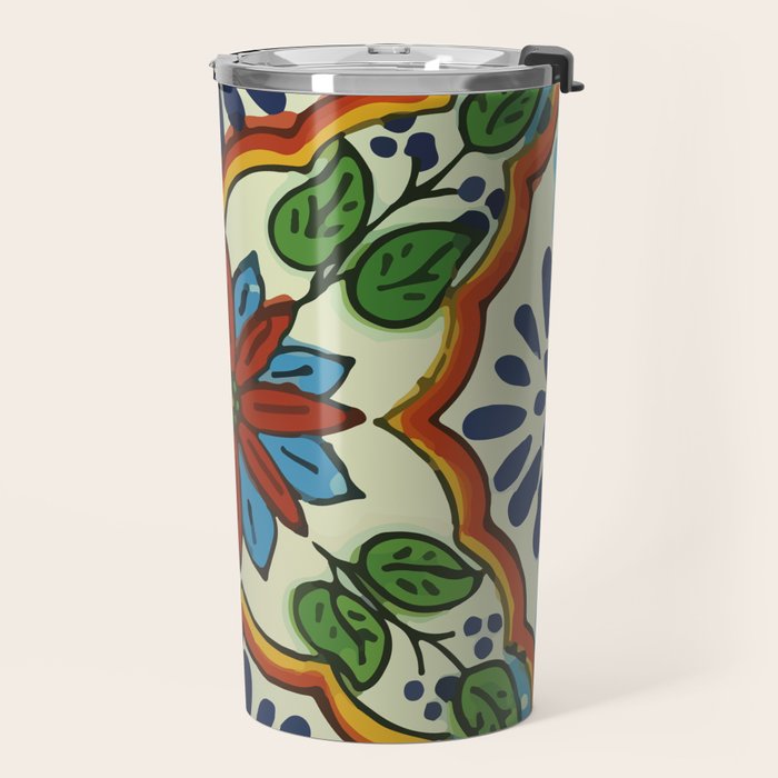 Cross art nouveau mexican talavera tile azulejo interior design Travel Mug Gallery Image 2
