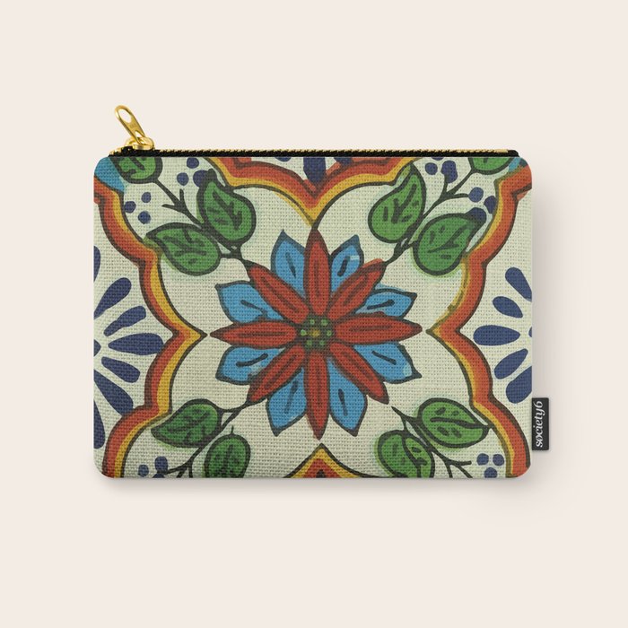 Cross art nouveau mexican talavera tile azulejo interior design Carry All Pouch Gallery Image 1