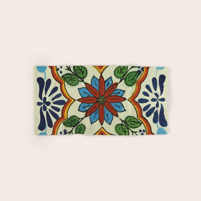 Cross art nouveau mexican talavera tile azulejo interior design Bath Towel Gallery Image 1