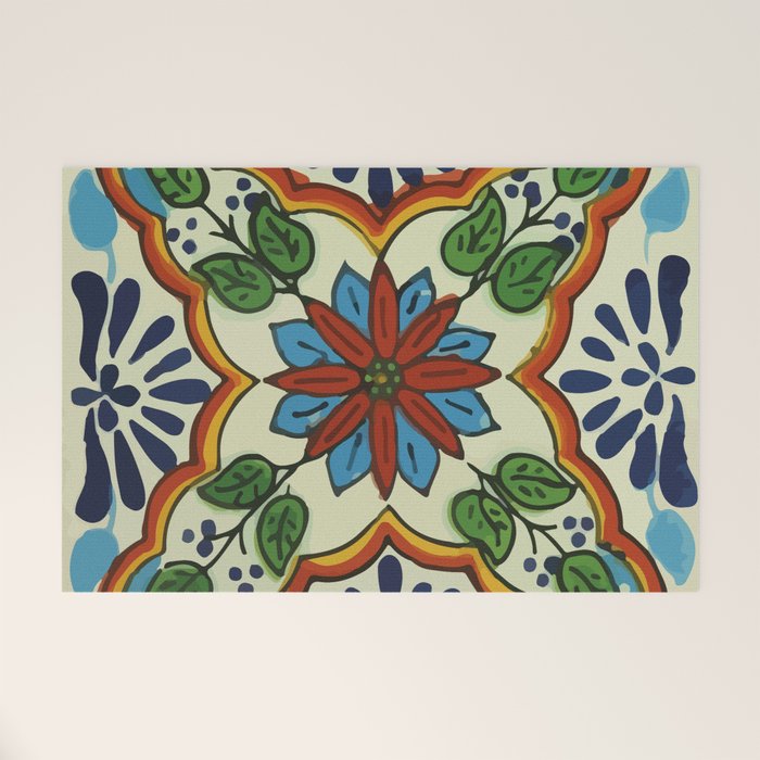 Cross art nouveau mexican talavera tile azulejo interior design Welcome Mat Gallery Image 1