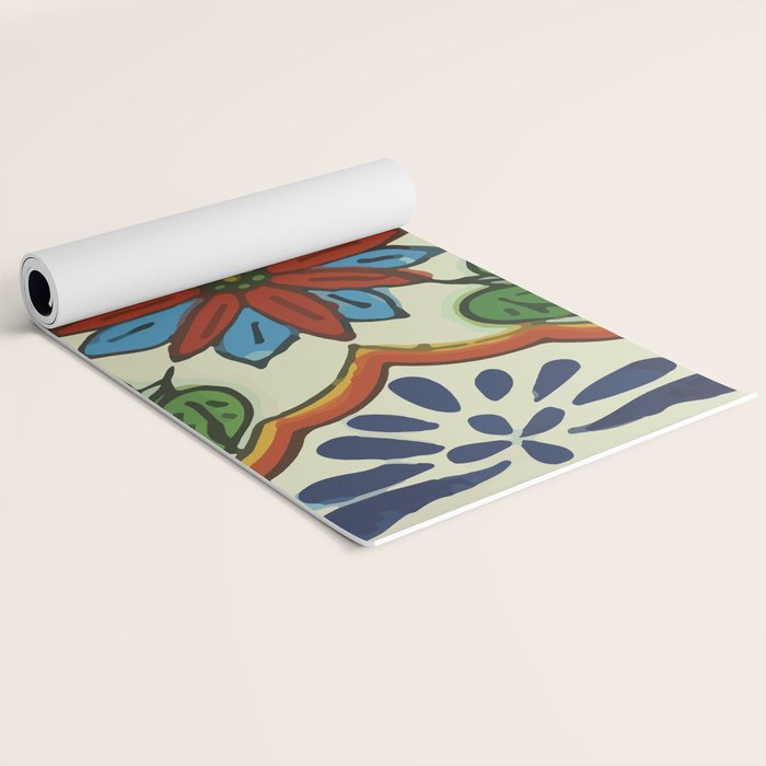 Cross art nouveau mexican talavera tile azulejo interior design Yoga Mat Gallery Image 2