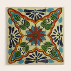 Cross art nouveau mexican talavera tile azulejo interior design Wood Wall Art Gallery Image 1