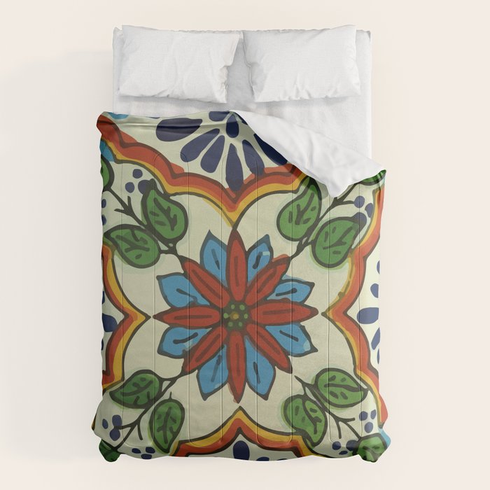 Cross art nouveau mexican talavera tile azulejo interior design Comforter Gallery Image 6