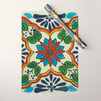 Cross art nouveau mexican talavera tile azulejo interior design Wrapping Paper Gallery Image 1