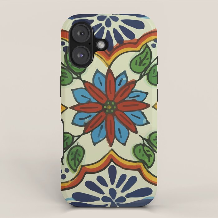 Cross art nouveau mexican talavera tile azulejo interior design iPhone Case Gallery Image 1