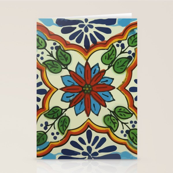 Cross art nouveau mexican talavera tile azulejo interior design Stationery Card Gallery Image 2