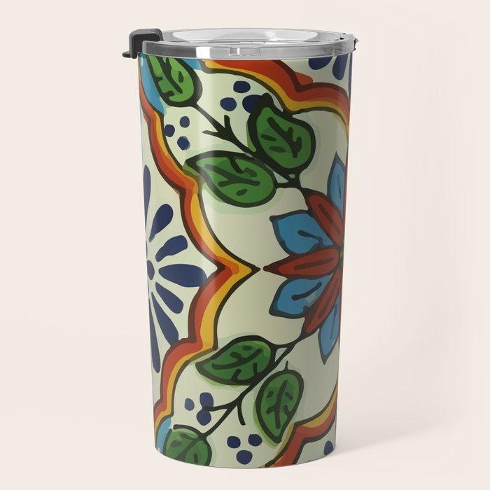 Cross art nouveau mexican talavera tile azulejo interior design Travel Mug Gallery Image 3