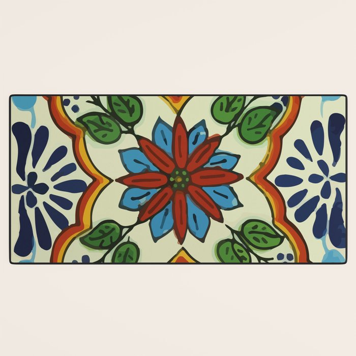 Cross art nouveau mexican talavera tile azulejo interior design Desk Mat Gallery Image 3