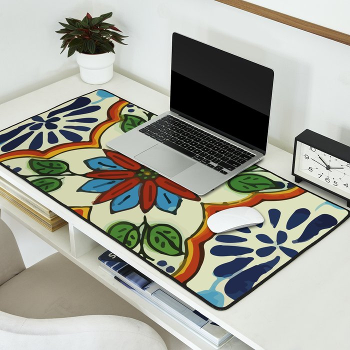 Cross art nouveau mexican talavera tile azulejo interior design Desk Mat Gallery Image 2
