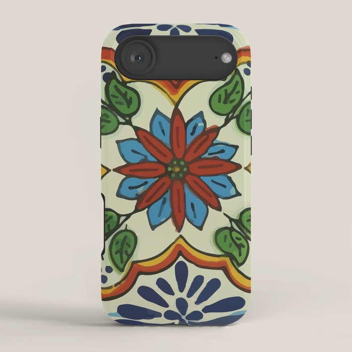 Cross art nouveau mexican talavera tile azulejo interior design iPhone Case Gallery Image 2
