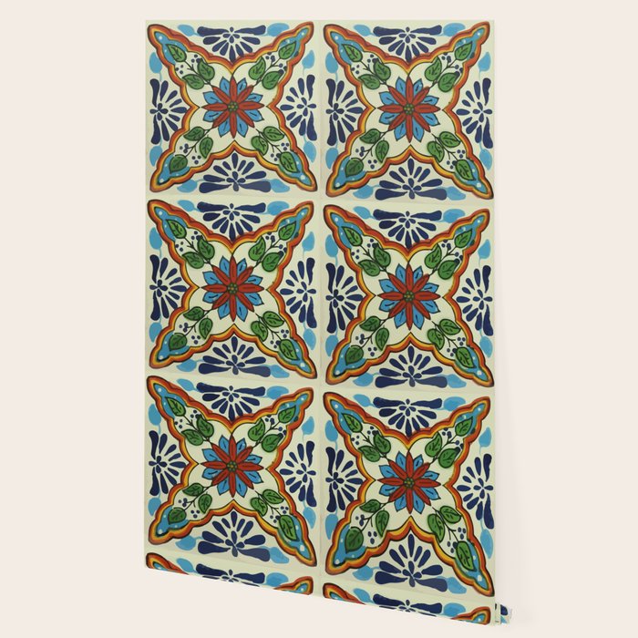 Cross art nouveau mexican talavera tile azulejo interior design Wallpaper Gallery Image 2