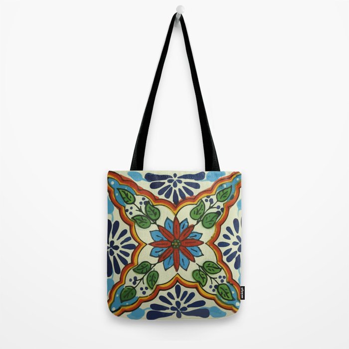 Cross art nouveau mexican talavera tile azulejo interior design Tote Bag Gallery Image 2