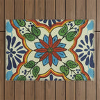Cross art nouveau mexican talavera tile azulejo interior design Outdoor Rug Gallery Image 1