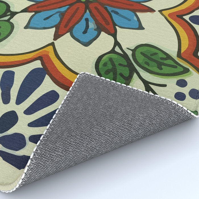Cross art nouveau mexican talavera tile azulejo interior design Rug Gallery Image 4