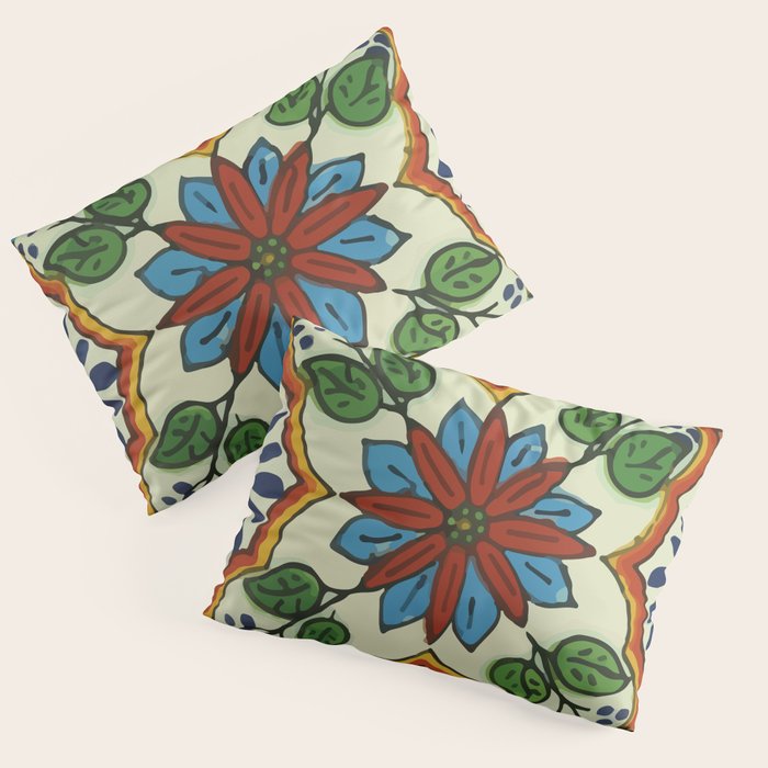 Cross art nouveau mexican talavera tile azulejo interior design Pillow Sham Gallery Image 3