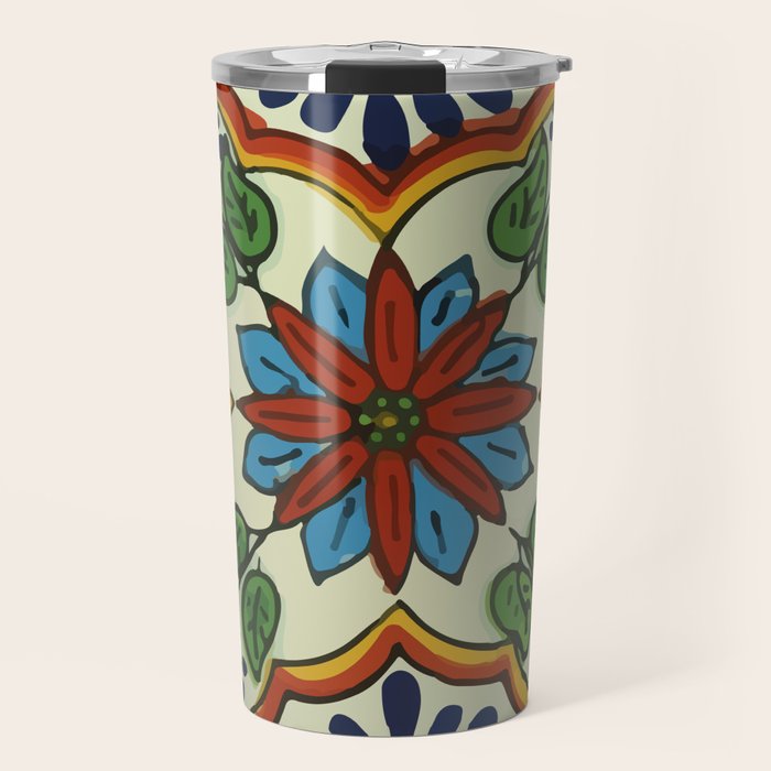 Cross art nouveau mexican talavera tile azulejo interior design Travel Mug Gallery Image 1