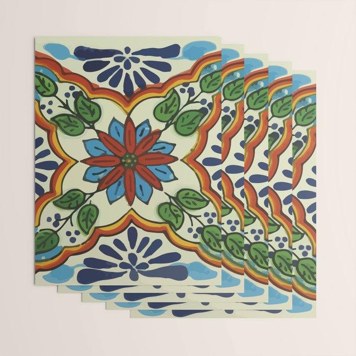 Cross art nouveau mexican talavera tile azulejo interior design Wrapping Paper Gallery Image 3