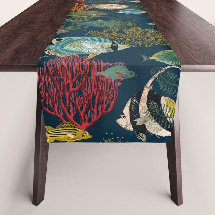 coral reef deep silence Table Runner Gallery Image 1