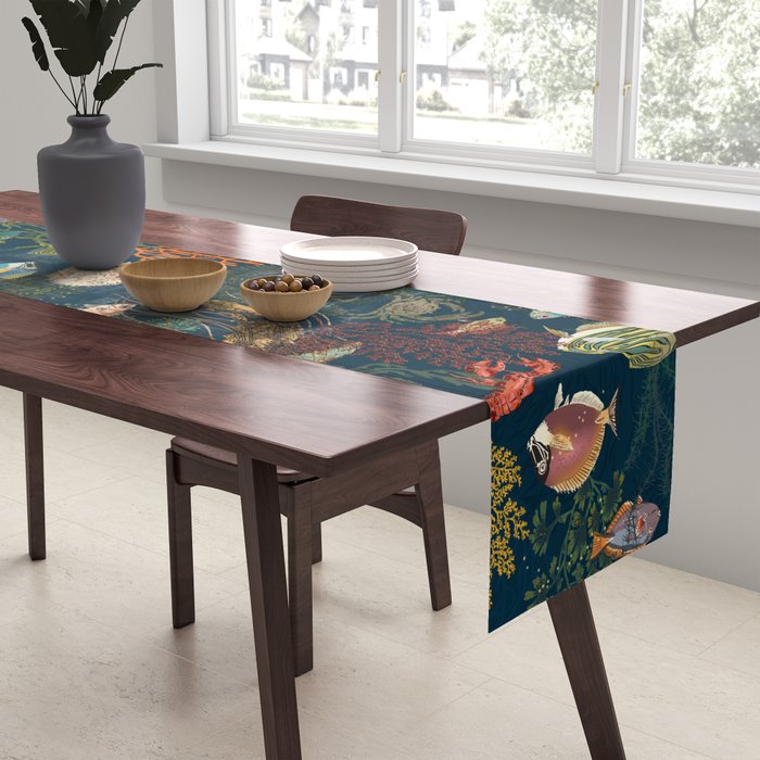 coral reef deep silence Table Runner Gallery Image 2