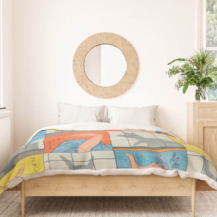 Eight Shadow Figures Utagawa Hiroshige Japanese Woodblock Print  Duvet Cover Gallery Image 3