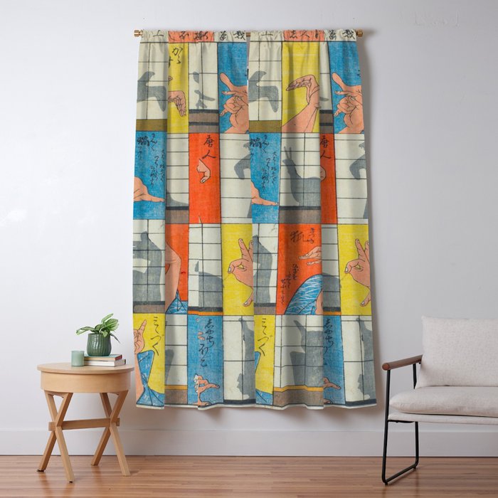 Eight Shadow Figures Utagawa Hiroshige Japanese Woodblock Print  Window Curtain Gallery Image 1