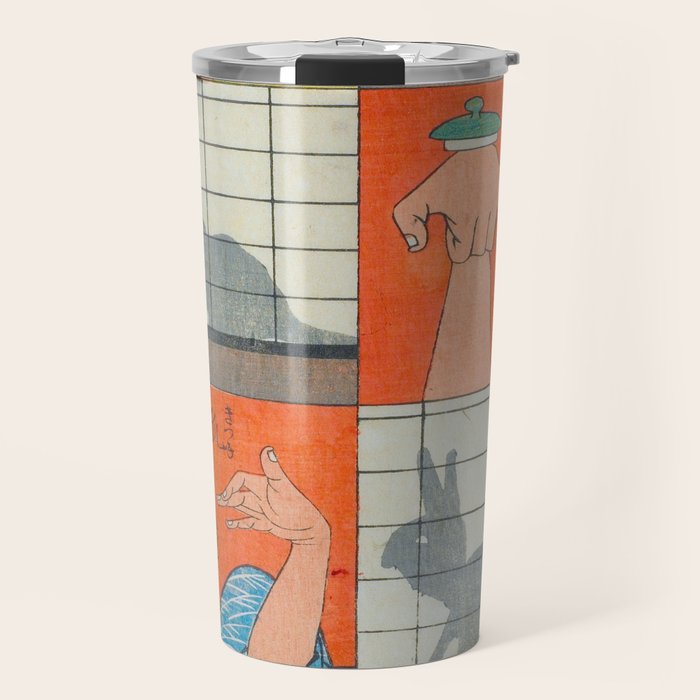 Eight Shadow Figures Utagawa Hiroshige Japanese Woodblock Print  Travel Mug Gallery Image 1