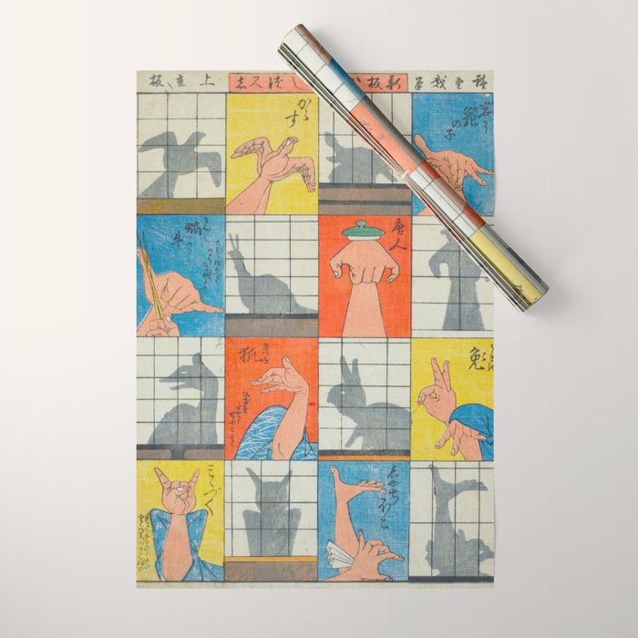Eight Shadow Figures Utagawa Hiroshige Japanese Woodblock Print  Wrapping Paper Gallery Image 1