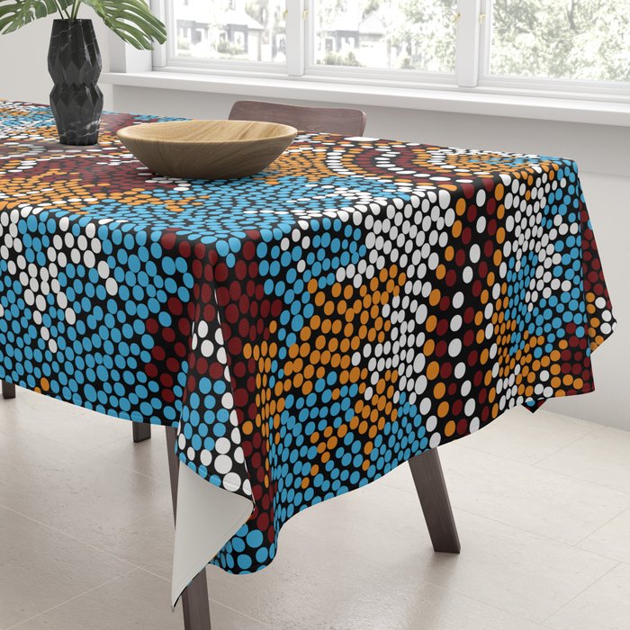 Authentic Aboriginal Art - Wetland Dreaming Tablecloth Gallery Image 3