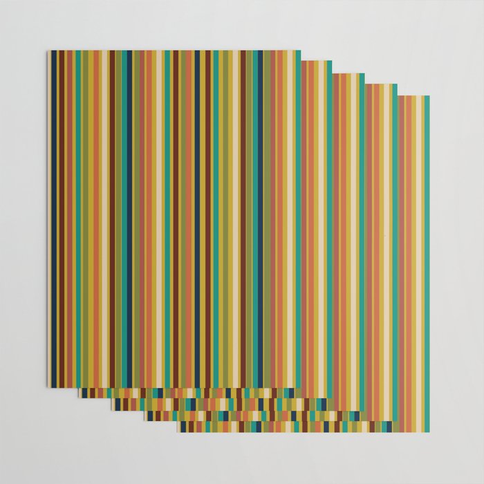 Joseph Stripes Vertical - Mid Century Mod Stripe Pattern in Teal, Olive, Maroon, Navy, Orange, and Mustard Wrapping Paper Gallery Image 3