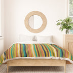 Joseph Stripes Vertical - Mid Century Mod Stripe Pattern in Teal, Olive, Maroon, Navy, Orange, and Mustard Duvet Cover Gallery Image 3