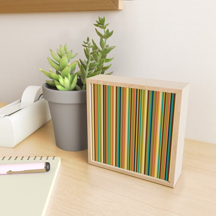 Joseph Stripes Vertical - Mid Century Mod Stripe Pattern in Teal, Olive, Maroon, Navy, Orange, and Mustard Mini Art Print Gallery Image 2
