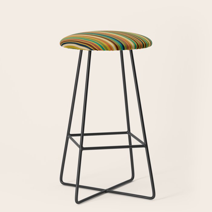 Joseph Stripes Vertical - Mid Century Mod Stripe Pattern in Teal, Olive, Maroon, Navy, Orange, and Mustard Stool Gallery Image 1