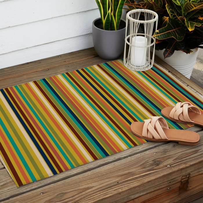 Joseph Stripes Vertical - Mid Century Mod Stripe Pattern in Teal, Oliv ...