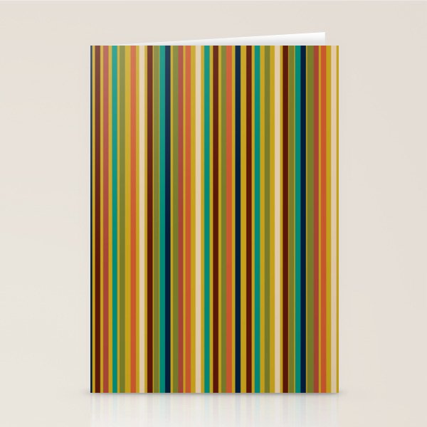 Joseph Stripes Vertical - Mid Century Mod Stripe Pattern in Teal, Olive, Maroon, Navy, Orange, and Mustard Stationery Card Gallery Image 1