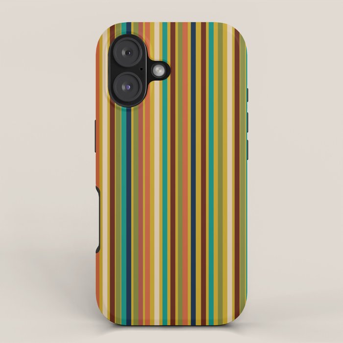Joseph Stripes Vertical - Mid Century Mod Stripe Pattern in Teal, Olive, Maroon, Navy, Orange, and Mustard iPhone Case Gallery Image 1