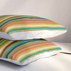 Joseph Stripes Vertical - Mid Century Mod Stripe Pattern in Teal, Olive, Maroon, Navy, Orange, and Mustard Pillow Sham Gallery Image 3