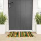 Joseph Stripes Vertical - Mid Century Mod Stripe Pattern in Teal, Olive, Maroon, Navy, Orange, and Mustard Welcome Mat Gallery Image 3