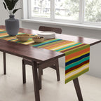 Joseph Stripes Vertical - Mid Century Mod Stripe Pattern in Teal, Olive, Maroon, Navy, Orange, and Mustard Table Runner Gallery Image 2