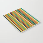 Joseph Stripes Vertical - Mid Century Mod Stripe Pattern in Teal, Olive, Maroon, Navy, Orange, and Mustard Notebook Gallery Image 3