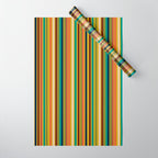 Joseph Stripes Vertical - Mid Century Mod Stripe Pattern in Teal, Olive, Maroon, Navy, Orange, and Mustard Wrapping Paper Gallery Image 1