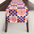 Checkered Sliced Citrus Fruit in Navy & Peachy Pink Table Runner Gallery Image 1