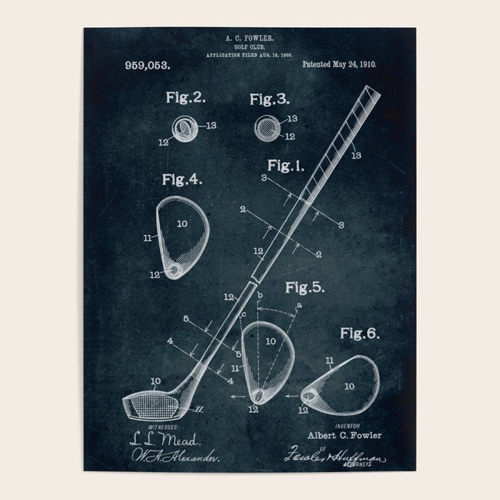 1909 - Golf Club patent art Poster Gallery Image 1