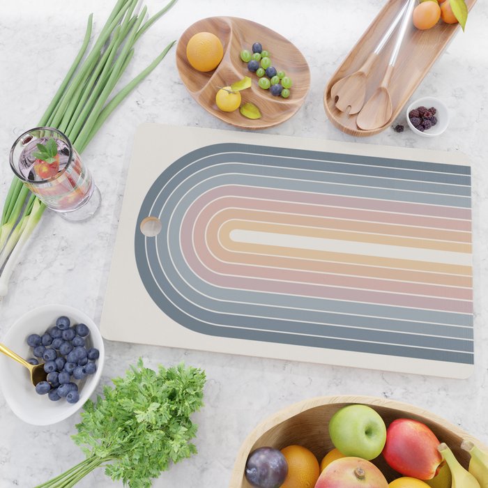 Gradient Arch XXII Sunrise Mid Century Modern Rainbow Cutting Board Gallery Image 2