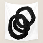 Black & White Minimalist Ink Tribal Mid Century Pattern Dark Painting Pattern Wall Tapestry Gallery Image 4
