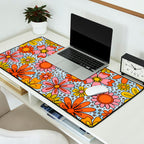 Groovy Flowers in Blue Desk Mat Gallery Image 2