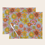 Groovy Flowers in Blue Placemat Gallery Image 1