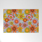 Groovy Flowers in Blue Welcome Mat Gallery Image 1
