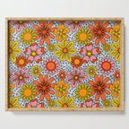 Groovy Flowers in Blue Serving Tray Gallery Image 1