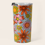 Groovy Flowers in Blue Travel Mug Gallery Image 3